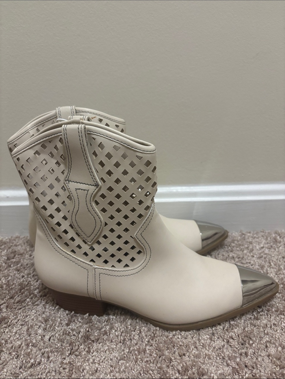 Boots For Fall Company Coastal Western Ankle Bootie with Metallic Silver Cap Toe